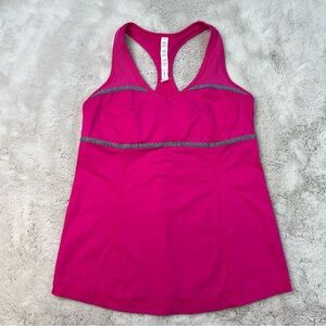 Lululemon Tank Top Built in Bra Size 10 Pink Stretch Athletic Work Out Racerback